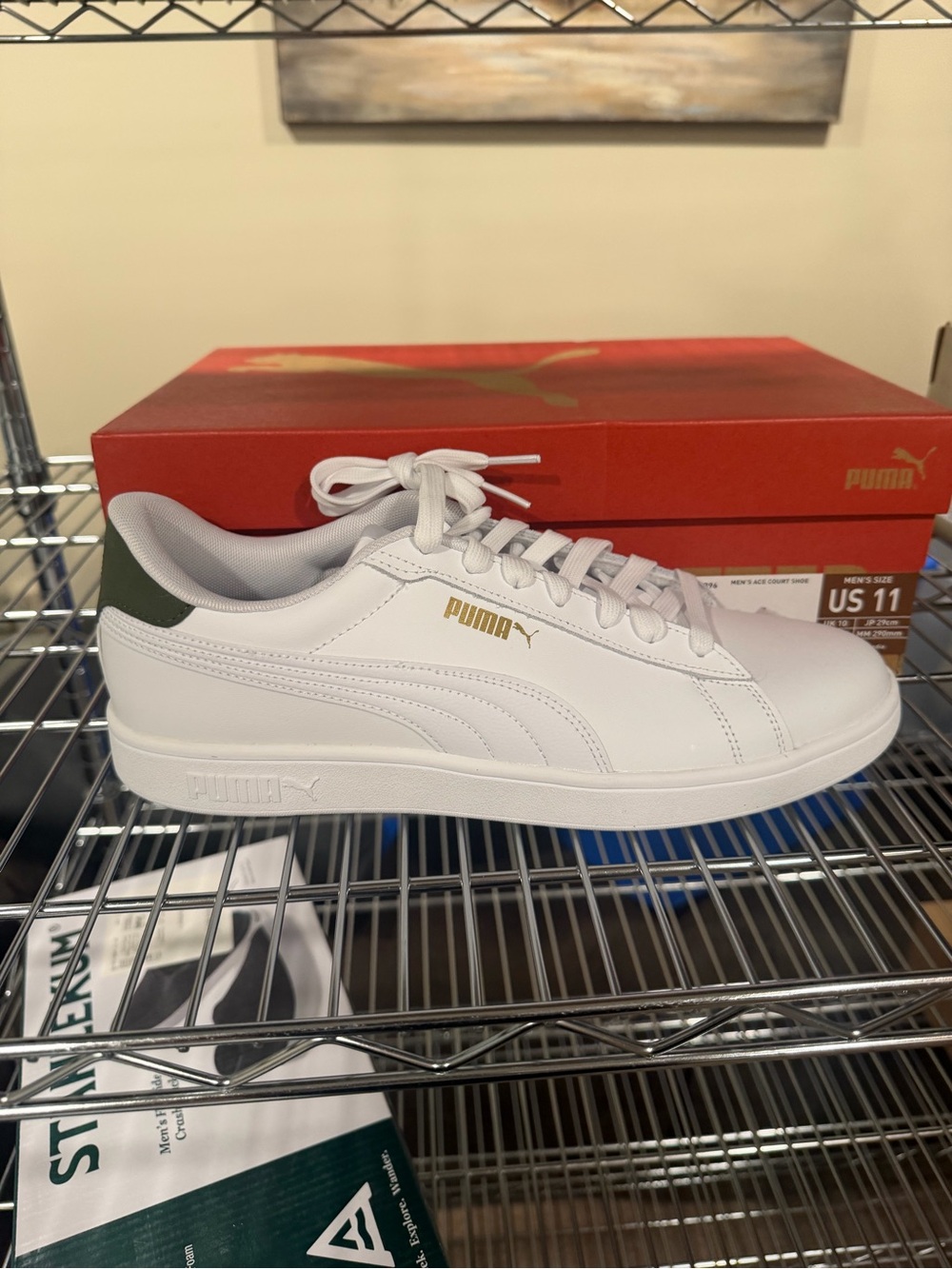 Puma Men’s Ace Court Athletic Sneakers White Green Size 11 M US